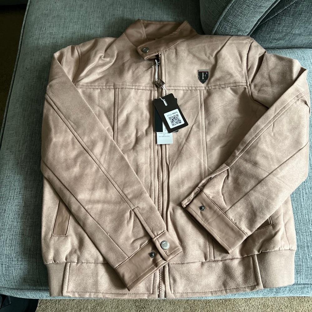 Ferrari Tan Bomber Jacket with Full-Length Zipper